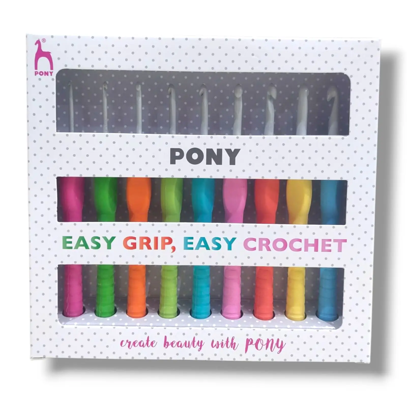 Uncinetti Easy Grip Pony - set 9 pz - Calore di Lana www.caloredilana.com