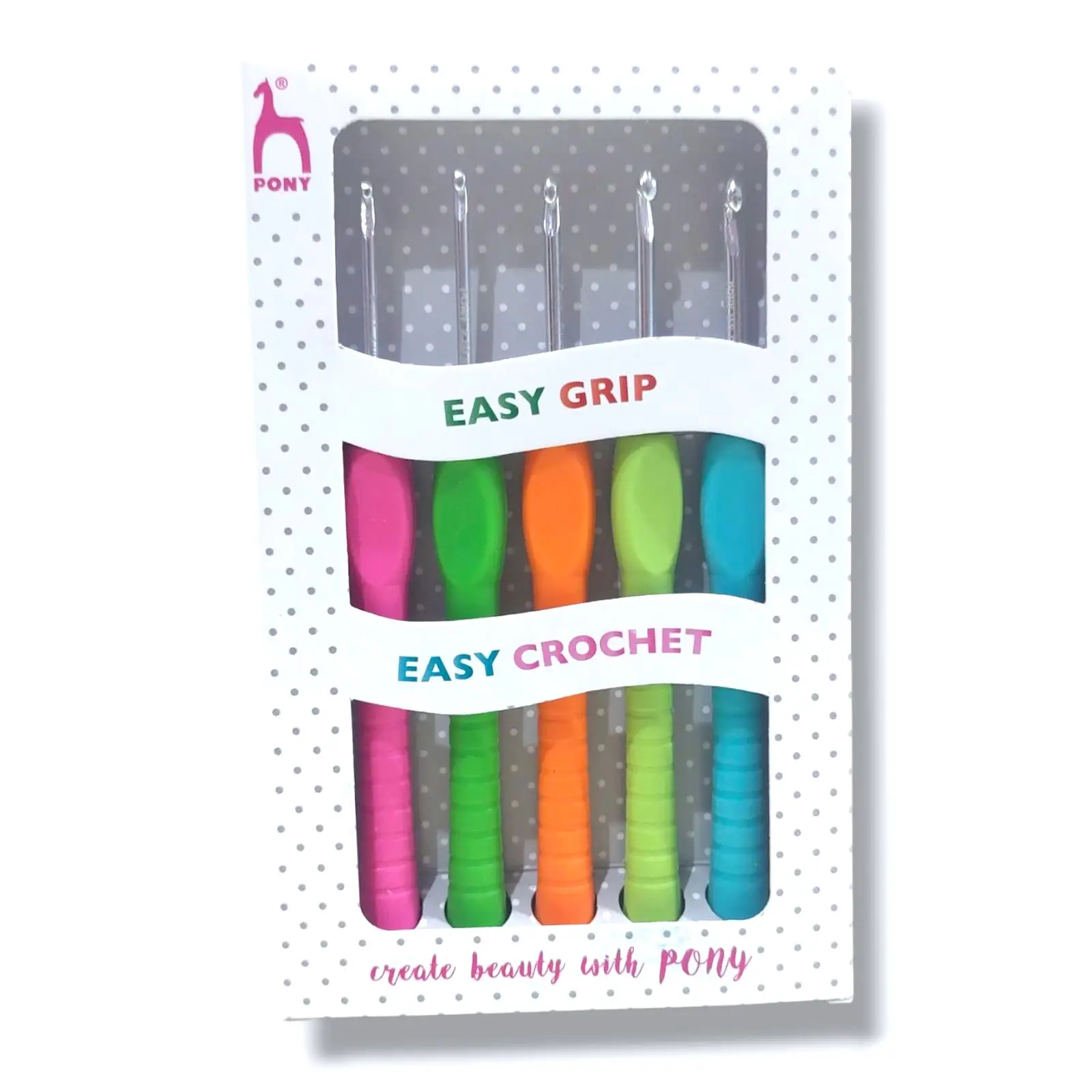 Uncinetti Easy Grip Pony - set 5 pz - Calore di Lana www.caloredilana.com